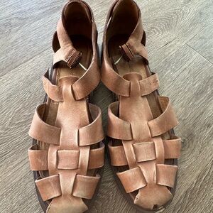 Madewell Cognac Suede Strappy Fisherman Sandals